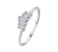 Anello da donna, anello Memoire elegante con taglio rettangolare moissanite oro bianco regalo anniversario di matrimonio, Oro bianco 9 K, Moissanite