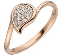 Anello da Donna Anello Oro Gocce Con 22 Diamanti Brillanti 0,16 CT 585 Oro Rosso