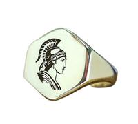 Anello da donna Athena a forma esagonale | Argento sterling 925 placcato argento | Gioielli da regalo, anelli con sigillo in stile vintage, gioielli fatti a mano ipoallergenici| LK_PDR_01736_12