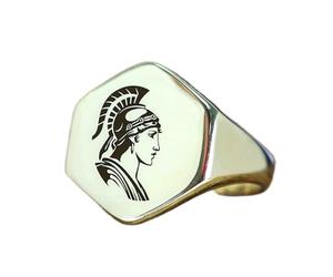 Anello da donna Athena a forma esagonale | Argento sterling 925 placcato argento | Gioielli da regalo, anelli con sigillo in stile vintage, gioielli fatti a mano ipoallergenici| LK_PDR_01736_6