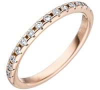 Anello da Donna Con 15 Diamanti Brillanti 2,4mm Stretto 585 Oro Rosso,