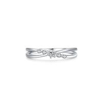Anello da donna con croce e moissanite in argento bianco 14 carati, misura 63 (20,1)