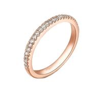 Anello da donna, con dita indice e mezza eternità, con diamante, 18 carati, oro rosa, misura 50 (15,9)