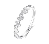 Anello da donna con dita piccole, anello da donna, a forma di cuore, in oro bianco 14 carati, misura 52 (16,6)