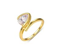 Anello da donna con dita piccole, anello da donna con indice a goccia d'acqua 1,5 carati di moissanite in oro giallo 14 carati, misura 50 (15,9)