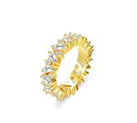 Anello da donna con dita piccole, anello da donna con moissanite rettangolare e rotonda, oro giallo 18 carati, misura 52 (16,6)