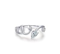 Anello da donna con dita piccole, anello di fidanzamento in argento irregolare con taglio a goccia di laboratorio, diamante bianco 14 carati, misura 52 (16,6)