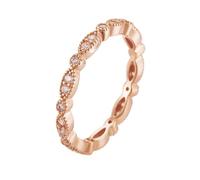 Anello da donna con dita piccole, gioielli marchese con taglio rotondo moissanite 9 K, oro rosa, misura 52 (16,6)