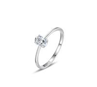 Anello da donna con dita piccole, in argento, semplice solitario con quattro denti, in argento 925, 14 (17,2), argento 925, Zirconia cubica