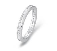 Anello da donna con dito indice, anello celebrità per donne eternità con taglio rettangolare, moissanite 9 K, oro bianco 50 (15,9)