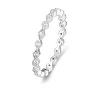 Anello da donna con dito indice, anello da donna con dito piccolo, infinito con diamante 9 K, oro bianco 9 K, misura 50 (15,9)