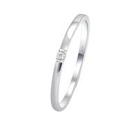 Anello da donna con dito indice, anello da indice, forma rotonda singola 0,015 ct, diamante/moissanite/diamante creato, oro bianco 18 carati, 57 (18.1), Oro bianco 18 carati (750), Diamante creato