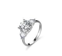 Anello da donna con dito indice, anello dell'amicizia delicato 4 volte, piede rotondo e cuore con moissanite 3 carati, argento bianco 14 carati, misura 45 (14,3)
