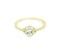 Anello da donna con dito medio, anello di fidanzamento da donna, fantasia elegante, 4 mm, pietra di luna con moissanite oro giallo, 18 (18,5), Oro giallo 18 carati (750), Pietra di luna Moissanite