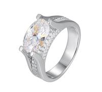 Anello da donna con dito piccolo, anello di fidanzamento da donna, ovale con moissanite da 4,5 carati, oro bianco 14 carati, misura 12 (16,6)