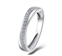 Anello da donna con dito piccolo, anello Memoire Infinito con moissanite rotonda oro bianco, 50 (15,9), Moissanite