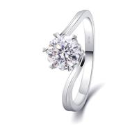 Anello da donna con fiocco di neve a forma di cuore con 1 ct moissanite oro bianco regalo migliore amica, 26 (21,0), Oro bianco 18 carati (750), Moissanite