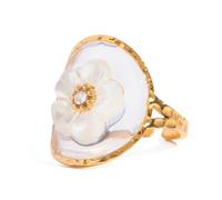 Anello da donna con fiore essiccato fatto a mano, in acciaio inox, regolabile, con fiori pressati e non ti scordar di me, anello aperto per matrimonio e festività, Metallo, Nessuna pietra preziosa