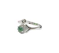 Anello da donna con foglia d'acqua blu giada naturale di grado A, gioiello elegante e unico, Adjustable, fibra sintetica