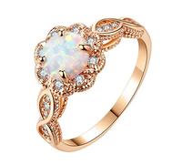 Anello da donna con gioielli con opale semplice da donna Anello Di Monete (Rose Gold, 9)