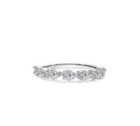 Anello da donna con gocce d'acqua in argento con diamante da laboratorio in oro bianco 9 carati, misura 49 (15,6)