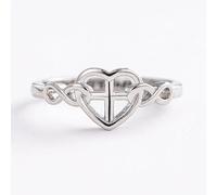 Anello da donna con nodo celtico e simbolo dell'infinito e croce incisa, | Anello di promessa inciso, gioiello da indossare tutti i giorni, anello a fascia da donna