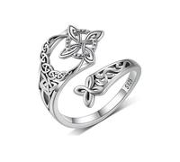 Anello da donna con nodo da strega, anello aperto regolabile in argento Sterling S925, il nodo protettivo della strega simboleggia gioielli gotici, adatto per l'uso quotidiano e gli amanti dello stile