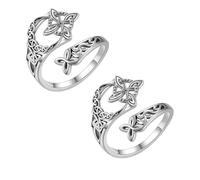 Anello da donna con nodo delle streghe, fascia aperta celtica regolabile, in argento Sterling S925, nodo di protezione delle streghe, gioiello celtico fatto a mano, regalo per donne, Zinco, Non pietra