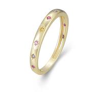 Anello da donna con piccole dita, anello da matrimonio con sole colorato, taglio rotondo, zaffiro, regalo per la migliore amica, 50 (15.9), Oro giallo 14 carati, Zaffiro da laboratorio