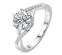 Anello da donna con piccole dita, anello di fidanzamento rotondo con moissanite bianca, regalo per donne
