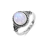 Anello da donna con pietra di luna personalizzabile con nodo celtico, in argento Sterling 925, stile vintage, Argento sterling, Pietra di luna