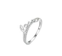 Anello da donna con pollice, anelli dell'amicizia, amiche, amore con moissanite, argento platino, misura 47 (15,0)