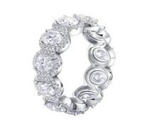 Anello da donna con pollice, anelli dell'amicizia, sottile, 0,5 carati, forma ovale, moissanite, oro bianco, regalo divertente per le donne, 18 (18,5), Oro bianco 18 carati (750), Moissanite