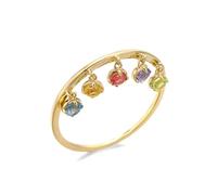 Anello da donna con pollice, anello con nappa con cristallo naturale arcobaleno, oro 18 carati, regalo per mamma, 47 (15.0), Oro 18 carati, Topazio