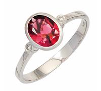 Anello Da Donna Con Tormalina Rosa Ovale E Diamanti 585 Oro Bianco