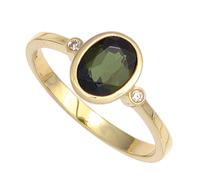 Anello Da Donna Con Tormalina Verde E Diamanti, Oro Giallo 585