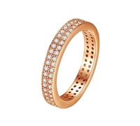 Anello da donna con zirconi, anello di fidanzamento con due file, gioielli alla moda, elegante regalo di compleanno, 14 (17,2), Zirconia cubica