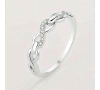 Anello da donna con zirconi semplici e simbolo dell'infinito, per fidanzamento, matrimonio, elegante anello di promessa