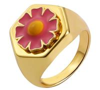 Anello da donna dal design semplice, per donne e ragazze, con fiore smaltato, amore, cuore, per tutte le dita, design pratico e durevole