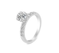 Anello da donna delicato alla moda con 4 punte, moissanite rotondo oro bianco, 50 (15,9), Moissanite