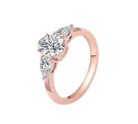 Anello da donna delicato, anello da donna sottile ovale e goccia d'acqua con moissanite oro rosa, Oro rosa 14 K, Moissanite