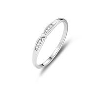 Anello da donna delicato e sottile, facile da impilare con diamanti rotondi in oro bianco 14 carati, misura 60 (19,1)