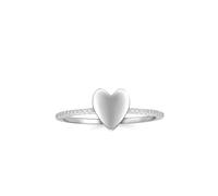 Anello da donna delicato sottile, anello da donna con dito indice, elegante design a cuore con file di moissanite rotonde, oro bianco platino, misura 63 (20,1)
