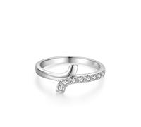 Anello da donna delicato sottile anello da donna geometrico argento con taglio rotondo laboratorio diamante 18 carati oro bianco misura 53 (16,9)