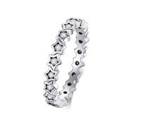 Anello da donna delicato sottile anello donna stella taglio rotondo moissanite oro bianco regalo donna, Oro bianco 14 car, Moissanite