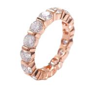 Anello da donna delicato sottile, anello indice eternità con taglio rotondo moissanite oro rosa, Oro rosa 14 K, Moissanite