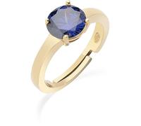 Anello da donna di Amen. Anello realizzato in argento 925 giallo e zircone zaffiro da 8 mm. Anello di misura regolabile: 9-12. La referenza è anfegbl1
