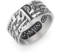 Anello da donna di Amen della collezione preghiera. Gioiello realizzato in argento 925, brunito con padre nostro inciso. La misura 14 trendy cod. ANPNB-14