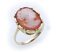 Anello da Donna di M.Gioiello Shell Oro 585 Giallo Granato Cameo IN Conchiglia