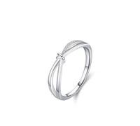 Anello da donna, divertente anello di fidanzamento con diamante in argento e oro bianco e Pt950 Regali per le donne, H 1/2, PT950, Diamante